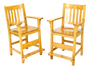 Solid Brid’s-Eye Maple High Pool Chairs Bar Stools