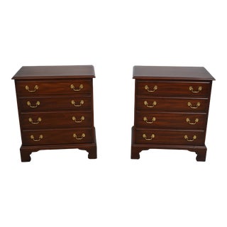 Pair Henkel Harris 4 Drawer Mahogany Chest Nightstands For Sale