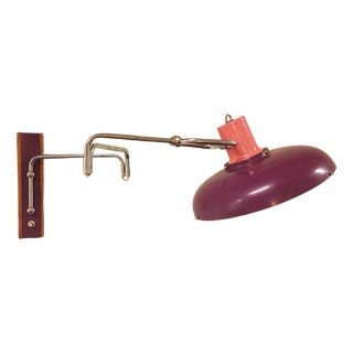 Mid-Century Space Age Purple Pink Aluminium UFO Adjustable Wall Lamp by Lakro Amstelveen, 1960s For Sale