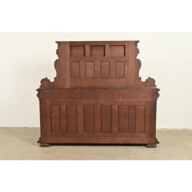 R. J. Horner Renaissance Revival Ornate Carved Oak Sideboard or Bar Cabinet, Circa 1880s For Sale - Image 15 of 17