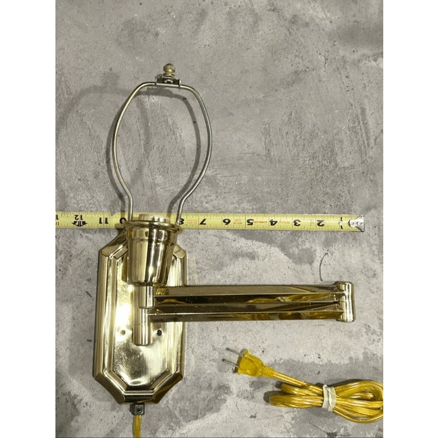 Art Deco Vintage Plated Brass Plug in Swing Arm Wall Sconces For Sale - Image 3 of 4