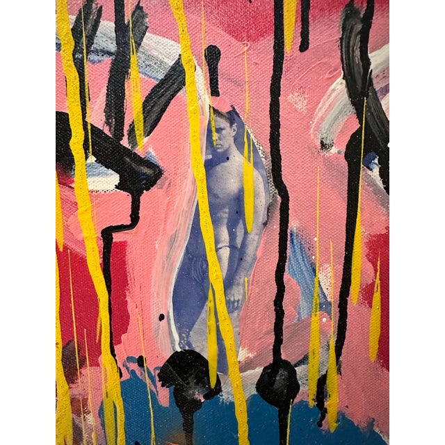 This expressive acrylic abstract painting by Shane Bowden (b. 1974) captures raw emotion through bold color and gestural...