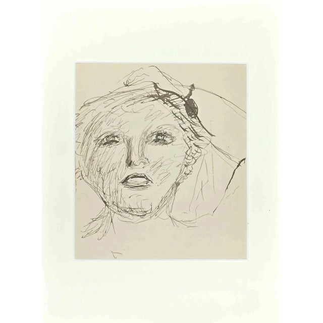 The Portrait is an Original drawing in pen realized by Lucien Coutaud in the 1935s. Stamp Signed on the rear. Good...