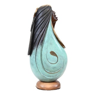 Native American Mother and Child Figurine in Bronze by Ernest Bo Mirabel, 1990s For Sale