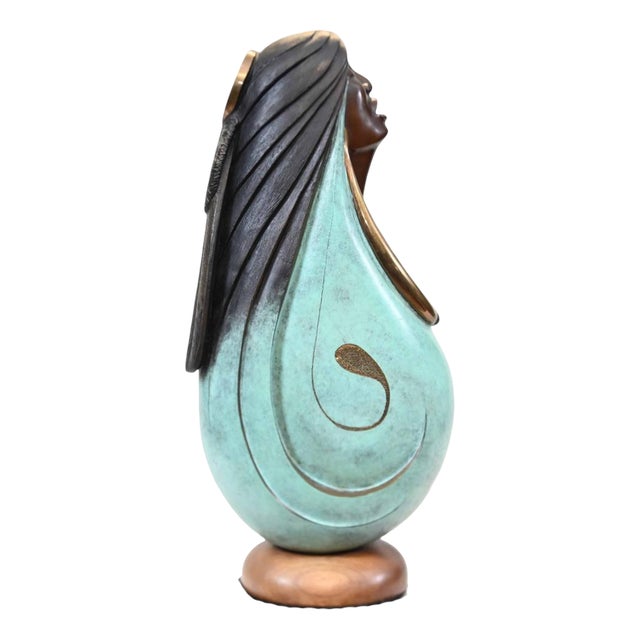 Native American Mother and Child Figurine in Bronze by Ernest Bo Mirabel, 1990s For Sale