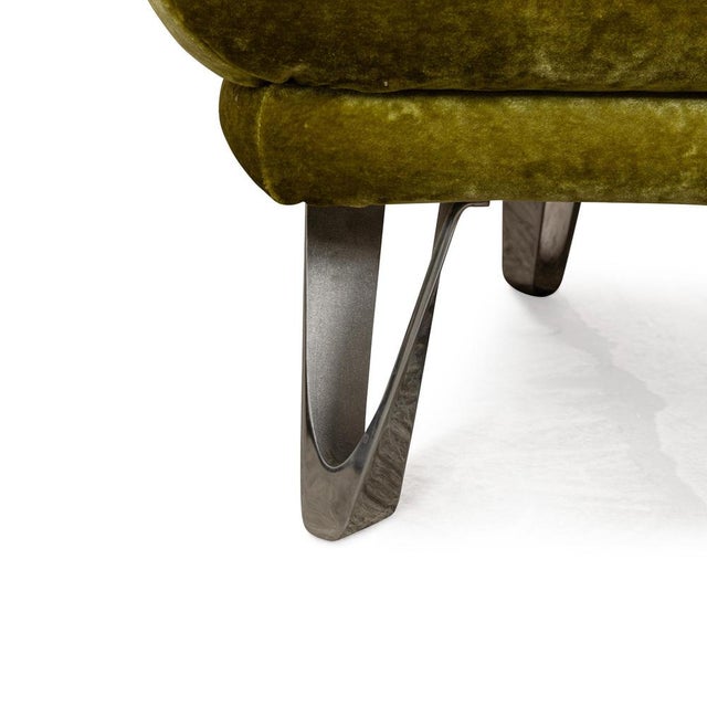 Croissant 3-Seater Sofa in Green Velvet from Bretz For Sale - Image 4 of 13