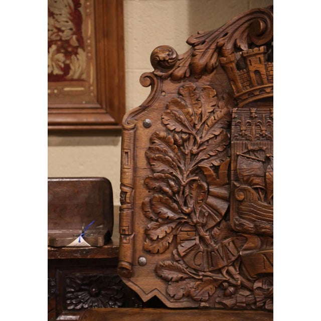 Gothic 19th Century French Carved Walnut Paris Coat of Arms Wall Plaque For Sale - Image 3 of 10