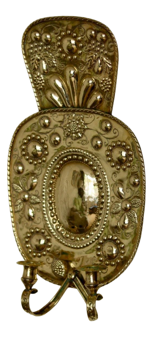 Large Mid-Century Swedish Baroque Style Brass Sconces, Set of 2