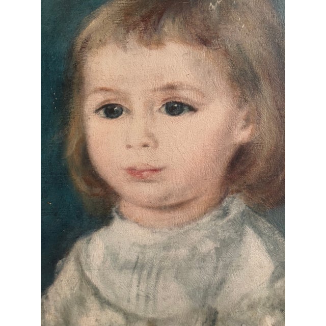 Figurative School of Paris, French Oil on Canvas Painting of Young Child Portrait Dressed in Lace Finery, Original Period Oval Gilt Gold Leaf Frame. For Sale - Image 3 of 12