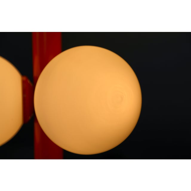 Atomic Sputnik Pendant Light with Orange Rod and White Opaline Globes from Kaiser-Leuchten, 1970s For Sale - Image 10 of 18