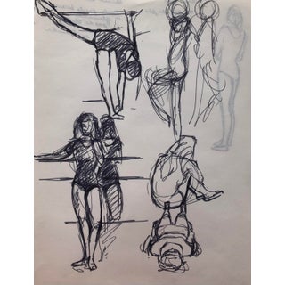 1950s Ballet Dancer Figure Study Drawing For Sale