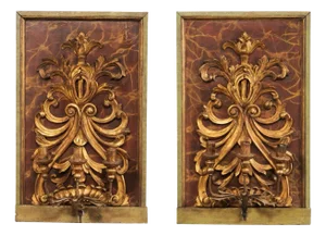 19th Century Fragment Mounted 3-Light Sconces - a Pair