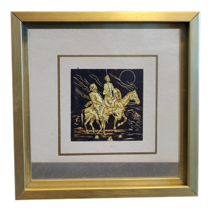 1990s Don Quixote Sancho Panza Damascene Style Art Installation