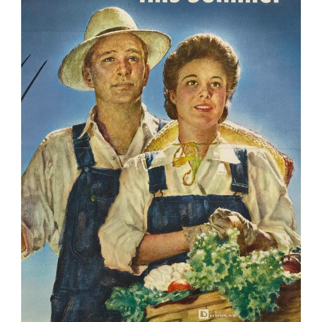 "Work on a Farm...this Summer. Join the u.s. Crop Corps" Vintage Wwii Recruitment Poster by Douglas, 1943 For Sale - Image 4 of 6