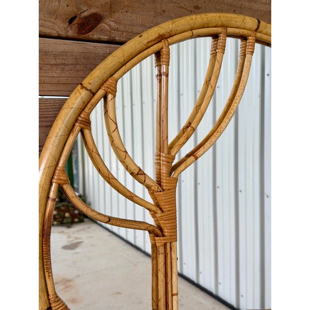 Raymor 1960s Italian Rattan and Bamboo Round Mirror for Raymor For Sale - Image 4 of 12