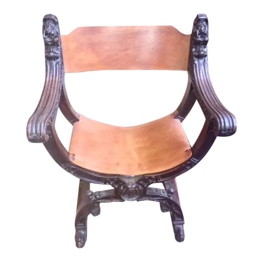 Late 19th Century English Carved Wood Arm Chair For Sale