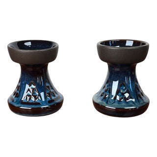 Mid-Century Modern Danish Model 3339 Studio Pottery Candleholders by Einar Johansen for Søholm, 1960s, Set of 2 For Sale