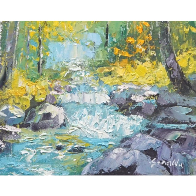 Original Oil Landscape, Rushing Torrent in the Autumn Woods For Sale - Image 4 of 5