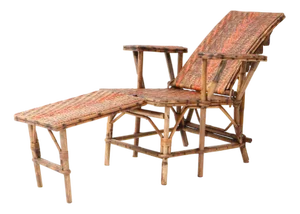 Art Nouveau Childrens Folding Deck Chair or Lounge Chair in Rattan, 1900s