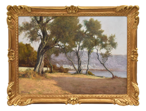 Emilio Filippini, Seascape and Olive Trees, 20th Century, Oil on Canvas