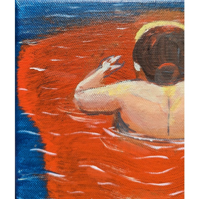 Contemporary Moisés Villafuerte "Mujer Cruzando El Rio Bravo" Contemporary Figurative Seascape Painting, 2023 For Sale - Image 3 of 8