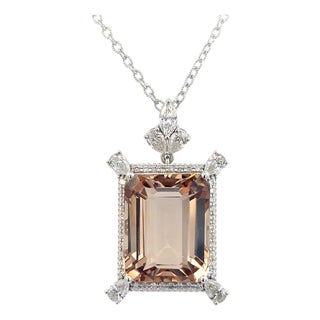 Natural Smoky Topaz Diamond Necklace 20" 14k Gold 38.38 TCW Certified For Sale