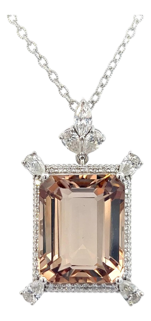 Natural Smoky Topaz Diamond Necklace 20" 14k Gold 38.38 TCW Certified