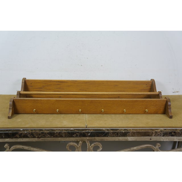 Oak Serpentine 2 Tier Farmhouse Wall Hanging Plate Rack Tea Cup Display Shelf 35" For Sale - Image 18 of 18