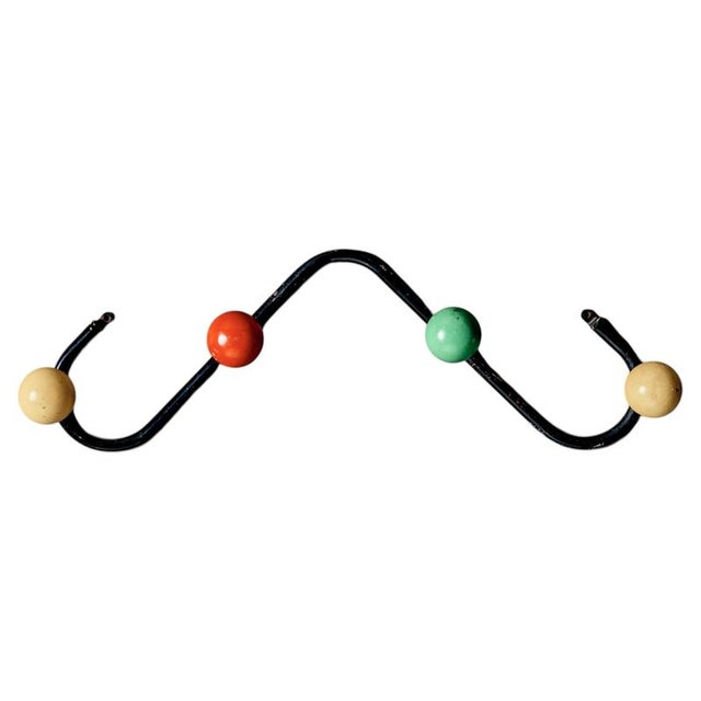 Coat Hanger with Multicolored Wooden Knobs by Roger Feraud for GEO, France, 1950s For Sale - Image 11 of 11
