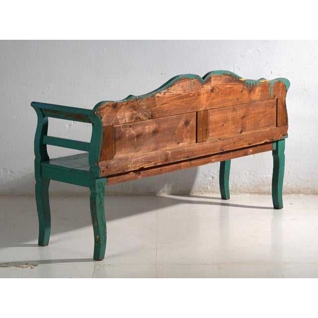 Antique Painted Bench in Pine Wood, Central Europe, 1910 For Sale - Image 10 of 11