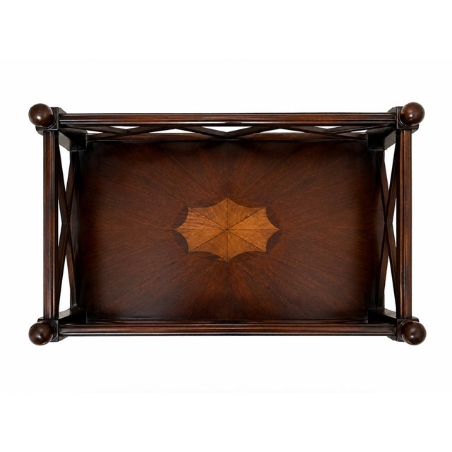 Traditional Two-Tier Plantation Cherry Side Table With Casters & Fretwork Detail For Sale In Miami - Image 6 of 6
