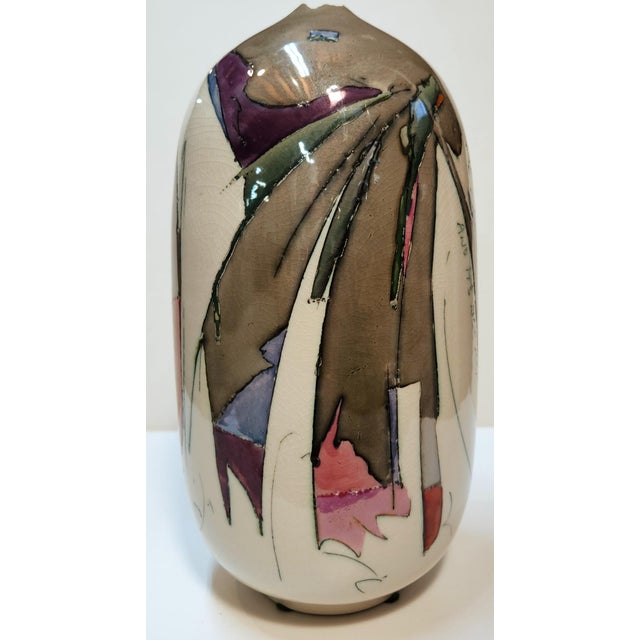Modern Polychrome Ceramic Vase For Sale - Image 4 of 5