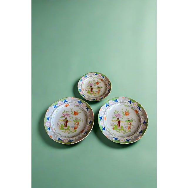 Early 19th Century Georgian Mason's Ironstone Table & Flower Pot Pattern Plates Set For Sale - Image 9 of 16
