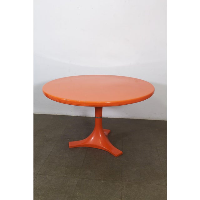 Space Age Orange Kartell Table from Ignazio Gardella, 1970s, in Very Good conditions. Designed 1970 to 1979 This piece has...