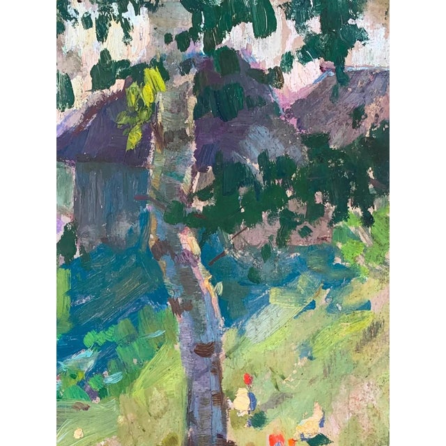 Realism Vintage Ukrainian Impressionist Oil Painting, Rural Landscape, 1963 30-22 For Sale - Image 3 of 6