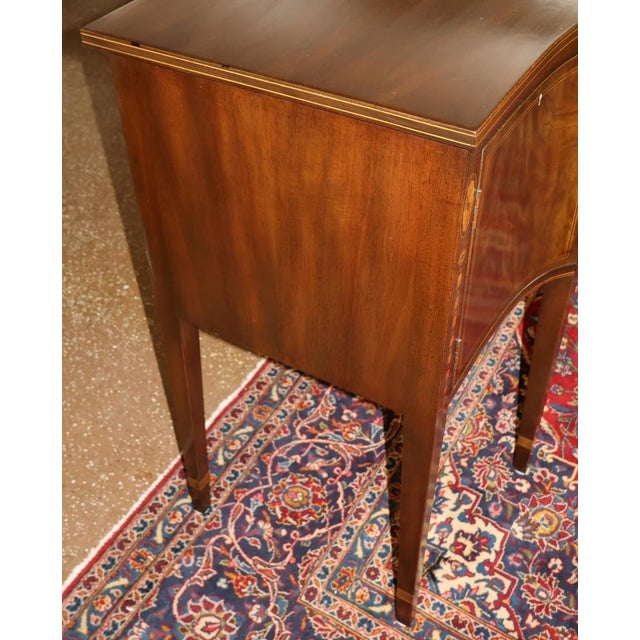 1990s Kittinger Regency Hepplewhite Style Mahogany Inlaid Server Buffet Sideboard For Sale - Image 9 of 11