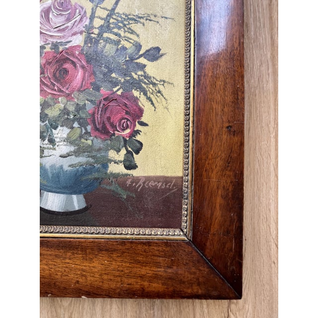 Mid-Century Modern A.Rcemscl, Floral Still Life with Roses, 1900, Oil Painting on Canvas, Framed For Sale - Image 3 of 10