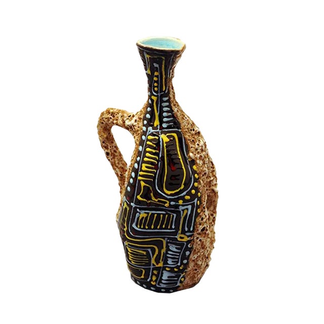 Italian Ceramic Vase with Enamel Decoration, 1950s For Sale