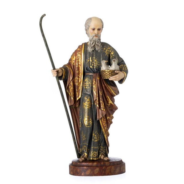 Religious Artist, Saint Joachim, 20th Century, Wood Sculpture For Sale - Image 6 of 6