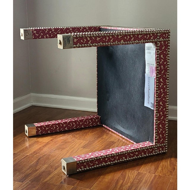 Metal Parsons Upholstered Tables, a Pair For Sale - Image 7 of 7