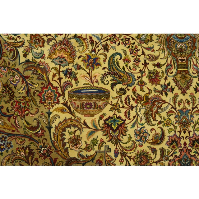 1940s 1940s Beige Classic Floral Antique Tabriz Northwestern Knotted Wool Carpet Rug For Sale - Image 5 of 6