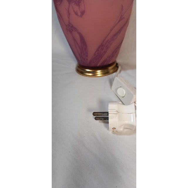 French Table Lamp with Etched Glass For Sale - Image 15 of 17