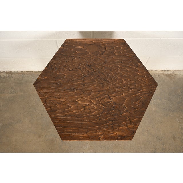 Early 20th Century Stickley Brothers Style Antique Mission Arts & Crafts Pyrography Tabouret Side Table, Circa 1910 For Sale - Image 5 of 10