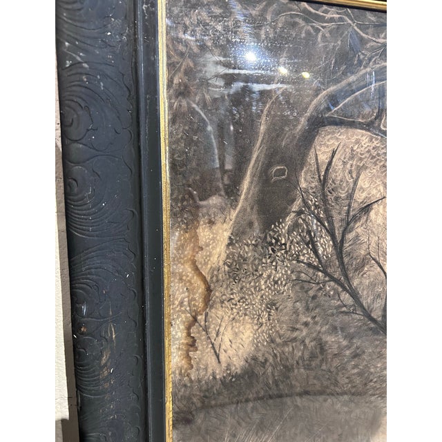 Charcoal Monumental Antique Original Charcoal of Woodland Brook For Sale - Image 8 of 11