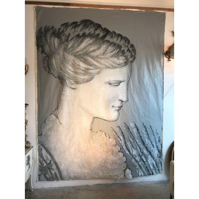 Representing Stylized Profile Grecian Statue Painting Acrylic on Canvas For Sale - Image 11 of 11