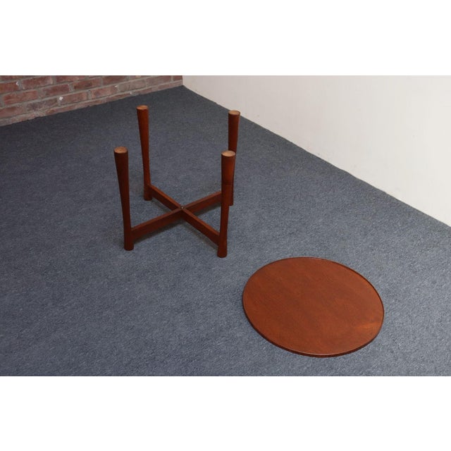 Wood Danish Modern Teak Side Table With Removable Tray Top and Collapsible Base For Sale - Image 7 of 12