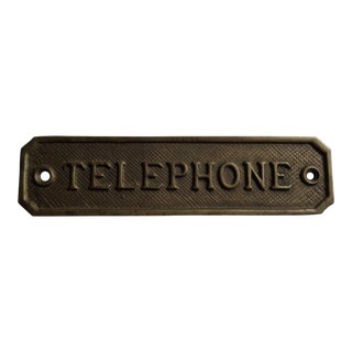 Vintage English Brass 'Telephone' Sign or Plaque For Sale