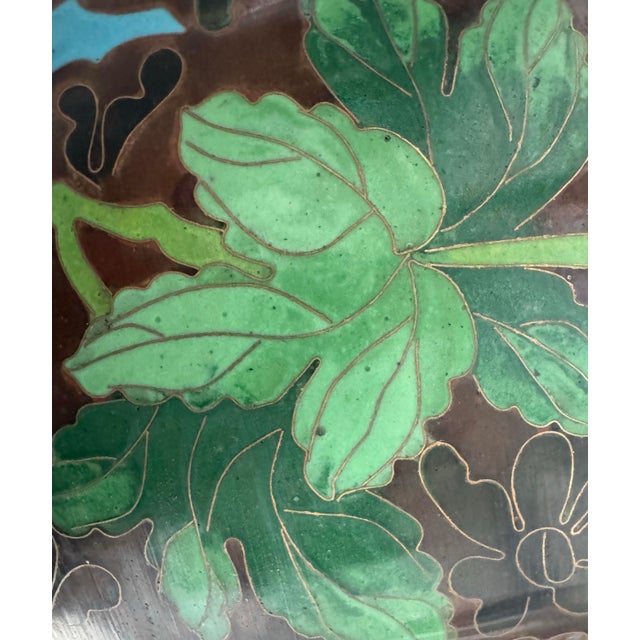 Coffee Extra-Large Mid-Century Chinese Cloisonné Ginger Jar/Urn With Chrysanthemum and Plum Flowers For Sale - Image 8 of 9