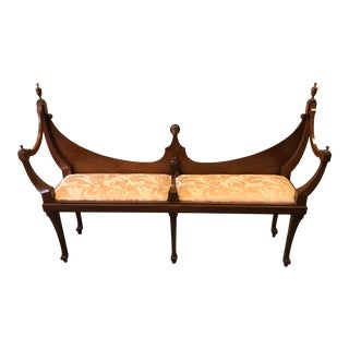 Antique Petite Size English Hepplewhite Courting Bench Circa 1900 For Sale