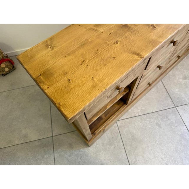 Wood Antique Chest of 8 Drawers in Softwood For Sale - Image 7 of 14